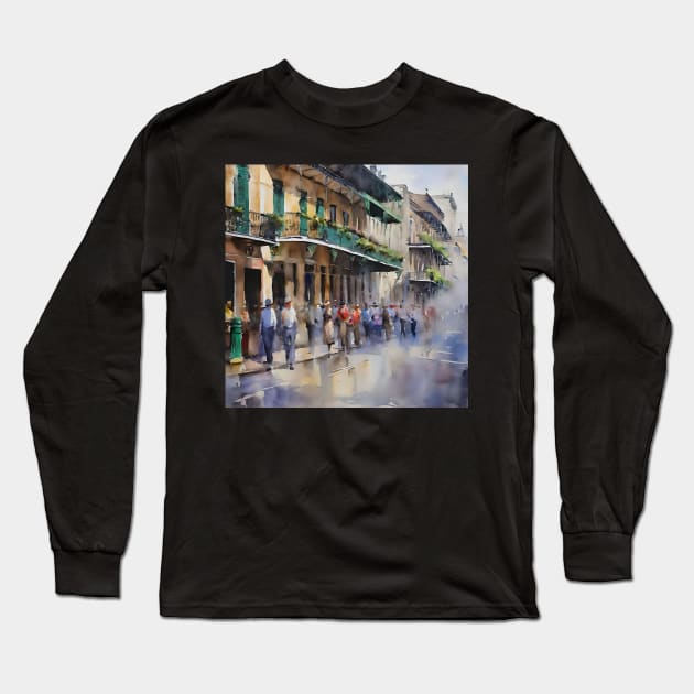 Memories of New Orleans - Bourbon Street Long Sleeve T-Shirt by Oldetimemercan